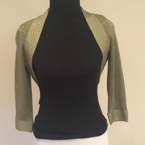 Carmen Marc Valvo green/gold shimmer shrug